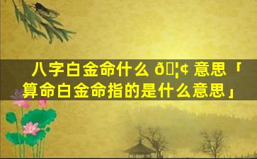 八字白金命什么 🦢 意思「算命白金命指的是什么意思」
